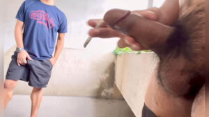 Jerking off show stranger at fire exit - nightkingwow